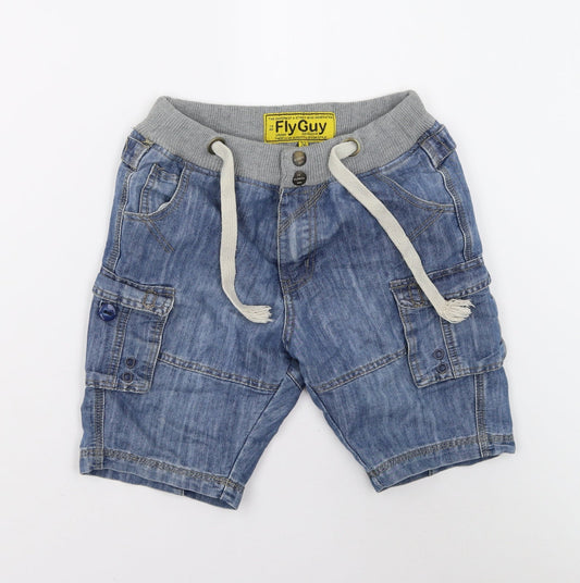 Fly Guy Womens Blue Denim Cargo Shorts Size 26