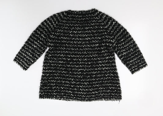 Arista Womens Black Striped Knit Pullover Jumper Size 16