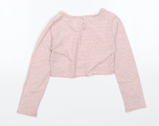 Primark Girls Pink Striped Pullover T-Shirt Size 6-7 Years