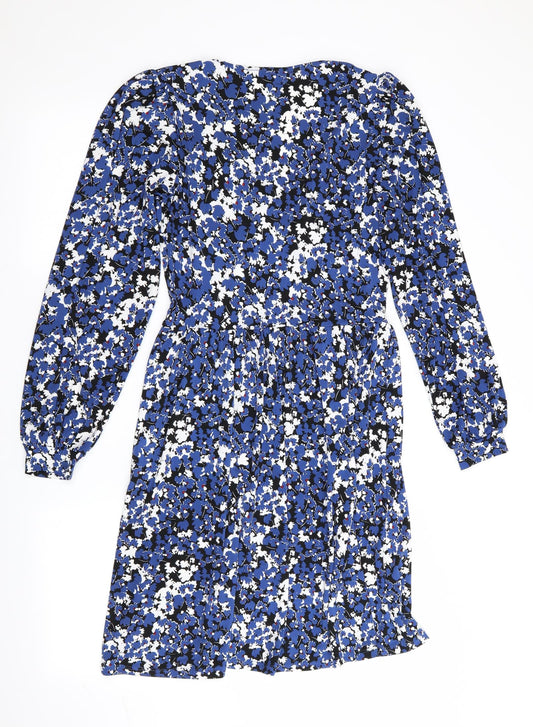 V By Very Womens Blue Floral Fit & Flare Size 8