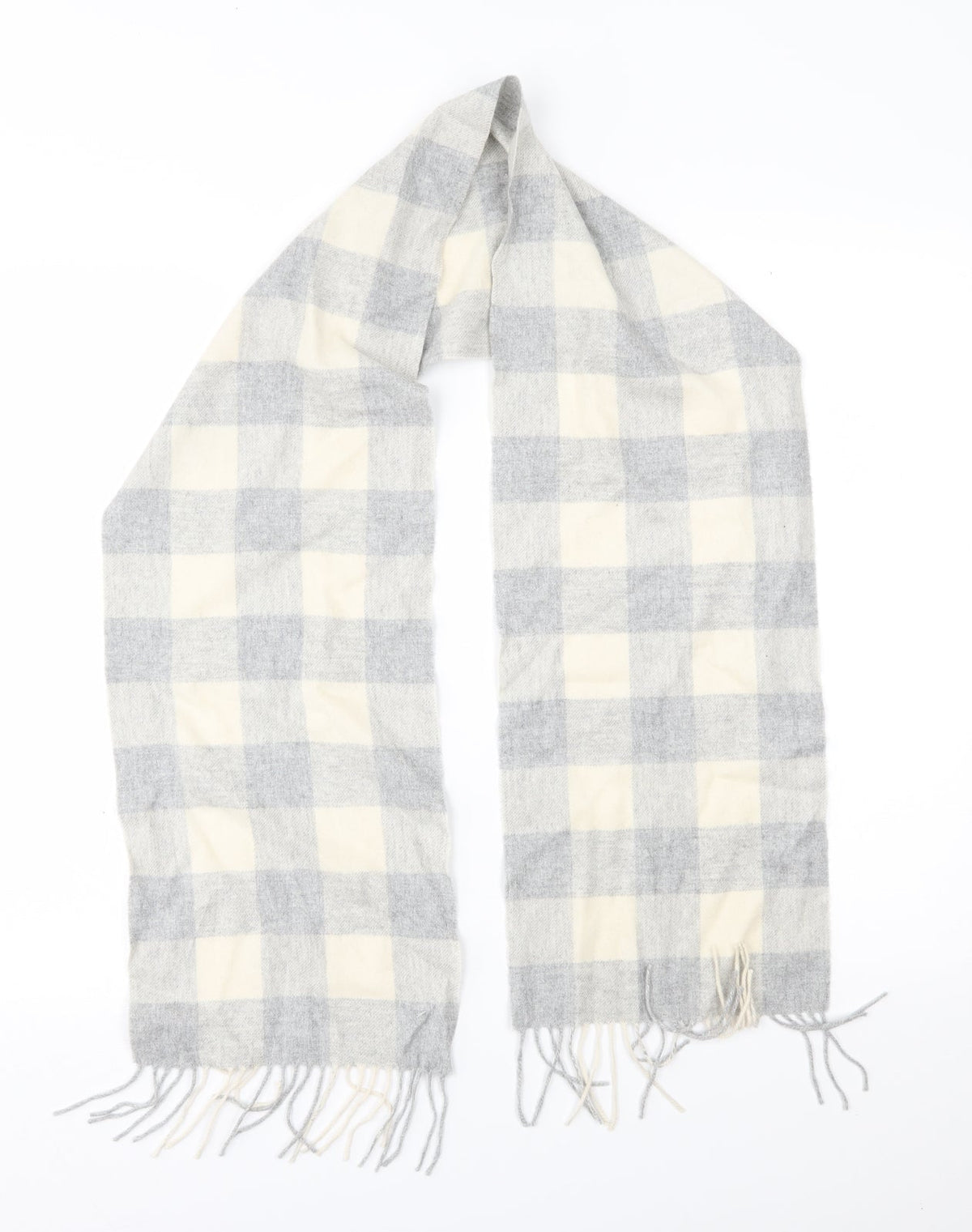 Preworn Womens Grey Plaid Scarf