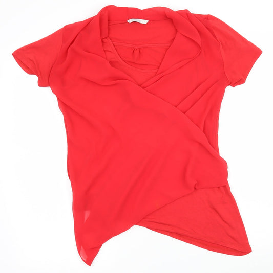 Womens UK Size 12 George Red Wrap T-Shirt