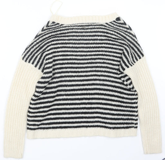 Crafted Womens Black Knit Pullover Jumper Size 8