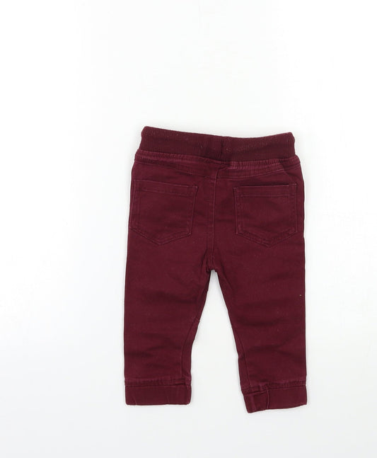 BHS Baby Red Denim Cargo Jeans Size 9-12 Months