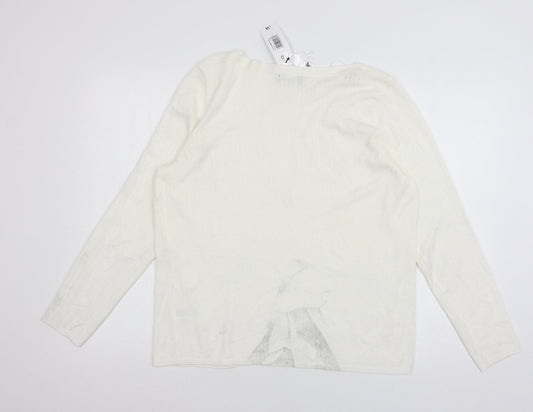 Womens UK Size 20 Papaya White Pullover Jumper