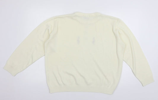 Womens UK Size L Merry Gold Ivory Pullover Jumper