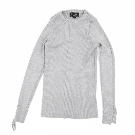 Lipsy Womens Grey Basic T-Shirt Size 8