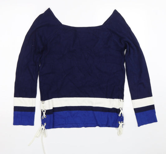 George Womens Blue Striped Pullover Jumper Size 14
