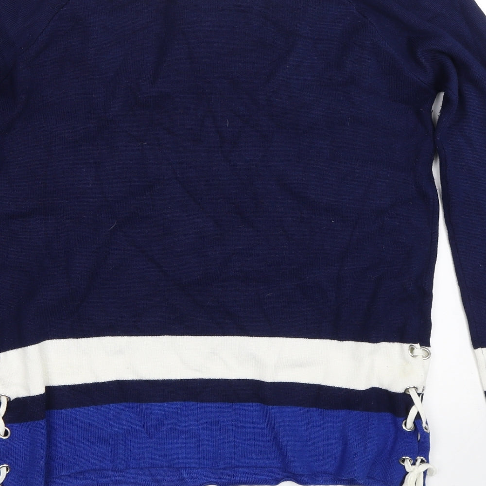 George Womens Blue Striped Pullover Jumper Size 14