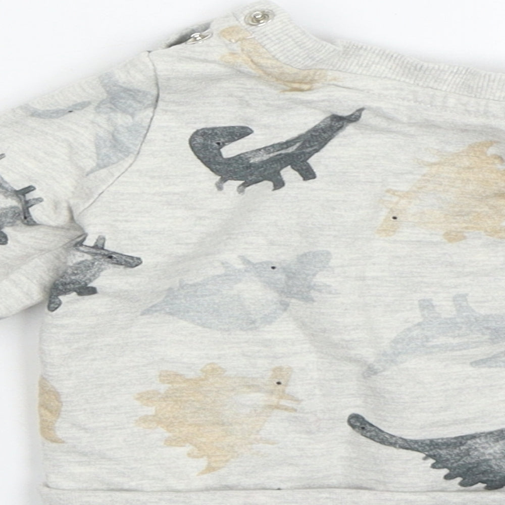 TU Boys Grey Pullover Jumper Size 0-3 Months - Dinosaurs