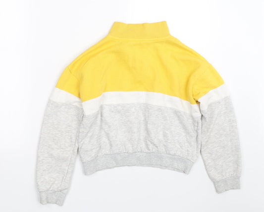 H&M Girls Yellow Striped Pullover Sweatshirt Size 10-11 Years