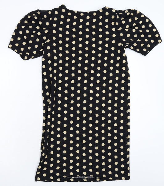 F&F Womens Black Polka Dot T-Shirt Dress Size 8