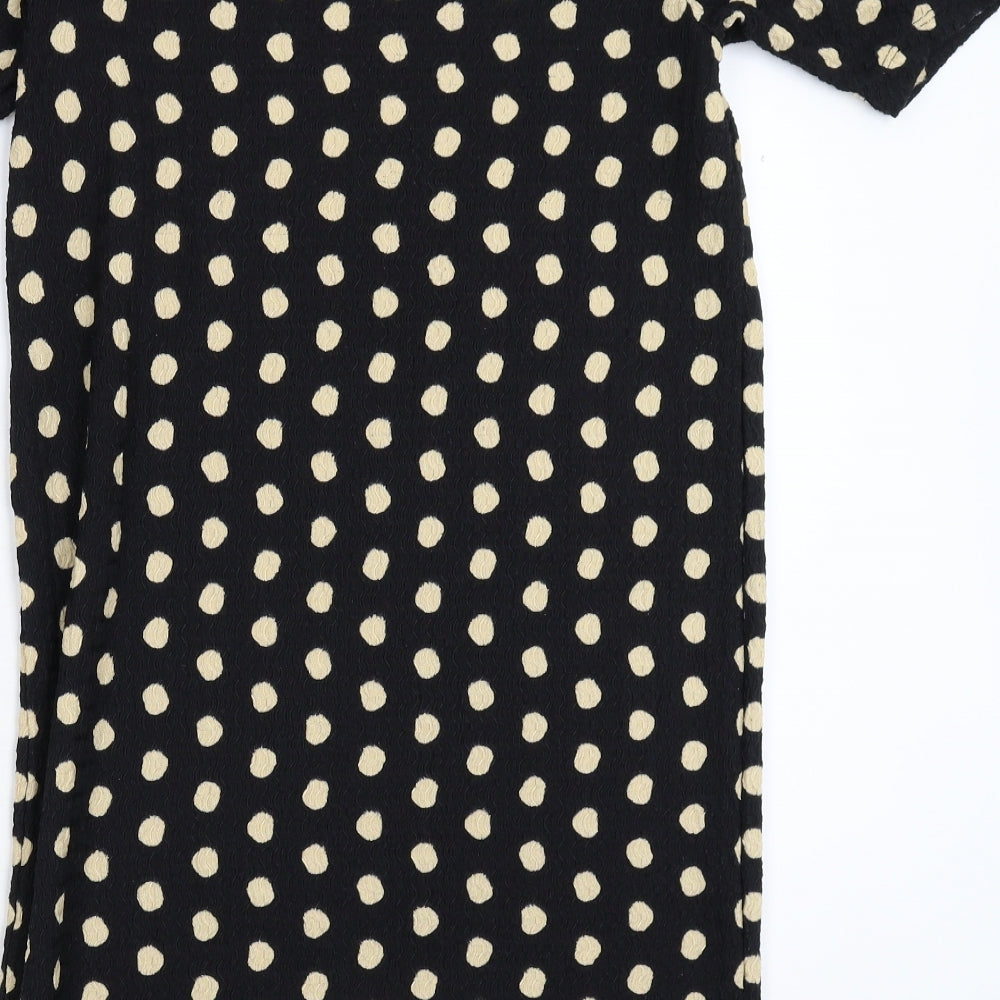 F&F Womens Black Polka Dot T-Shirt Dress Size 8
