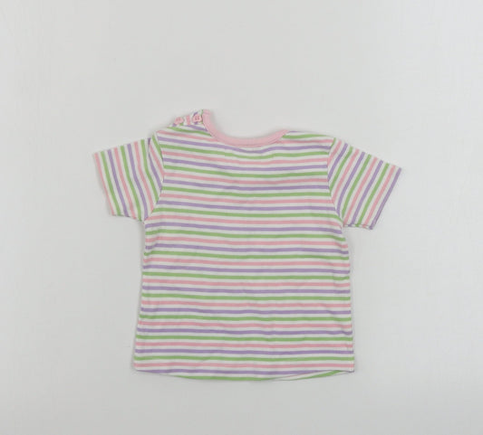 eddie Girls White Striped Basic T-Shirt Size 9-12 Months