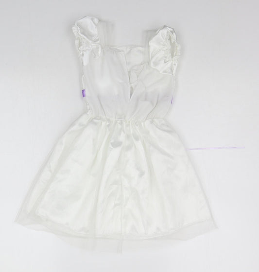 Preworn Girls White A-Line Size 3 Years - Glitter Detail
