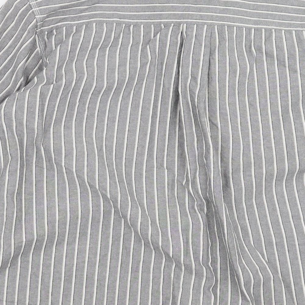 Mens UK Size L CCS Grey Button-Up Long Sleeve Casual Shirt