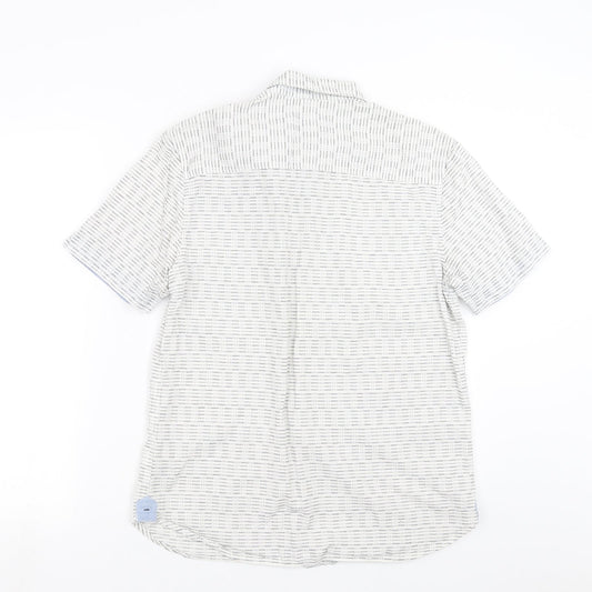 SANDSTONE Mens White Striped Button-Up Size S