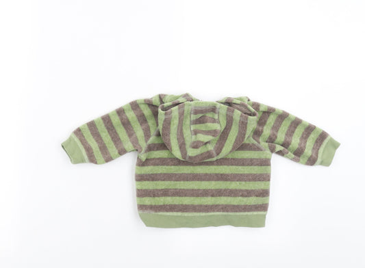 NEXT Boys Green Striped Full Zip Jumper Size 0-3 Months - newborn