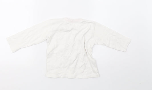 Preworn Girls White Pullover T-Shirt Size 18-24 Months