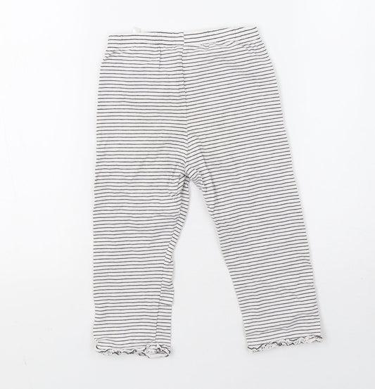 saisnburys Girls White Striped Pyjama Pants Size 7-8 Years