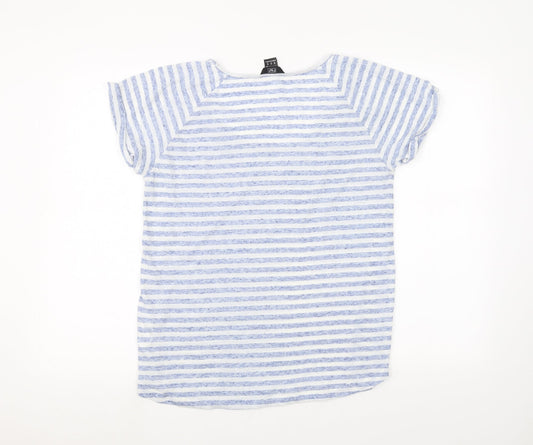 F&F Womens White Striped Basic T-Shirt Size 14