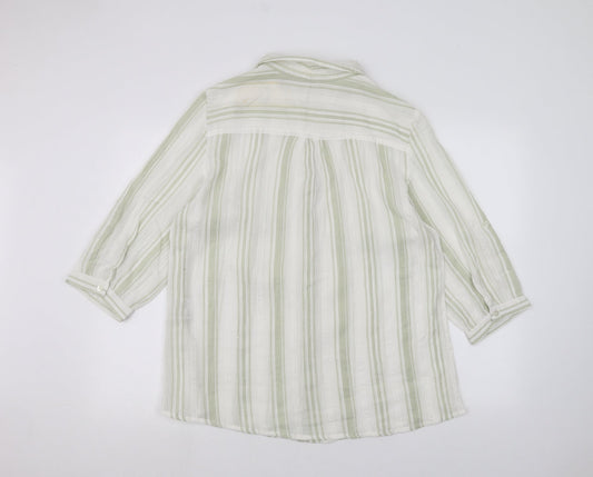 ISLE Womens White Striped Basic Button-Up Size 18