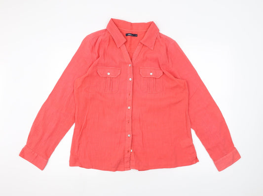 Womens UK Size 14 DASH Pink Basic Button-Up