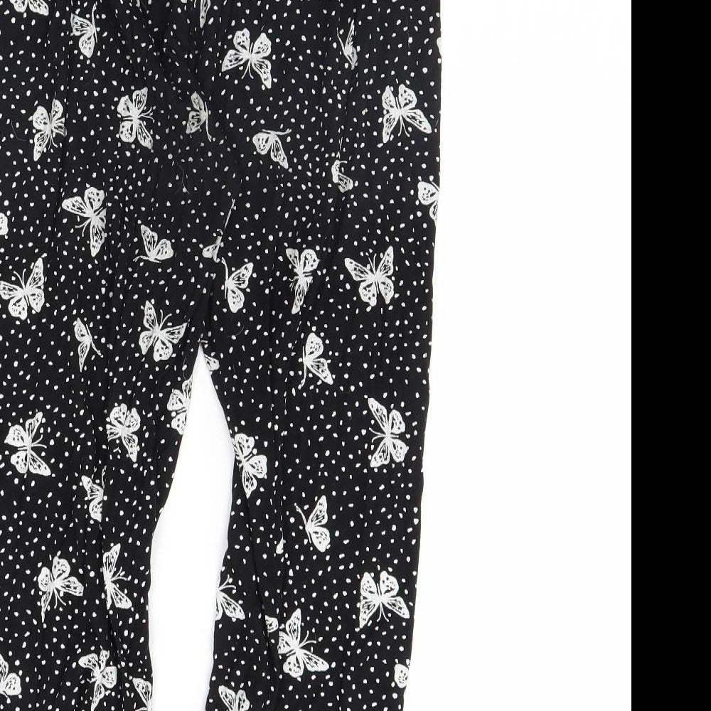 Womens UK Size M Preworn Regular Fit Black Trousers