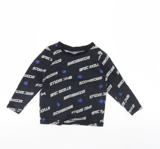 George Boys Black Striped Pyjama Top Size 2 Years - Football