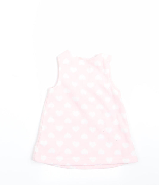 Miniclub Girls Pink Pinafore/Dungaree Dress Size 0-3 Months - Owl Logo & Hearts