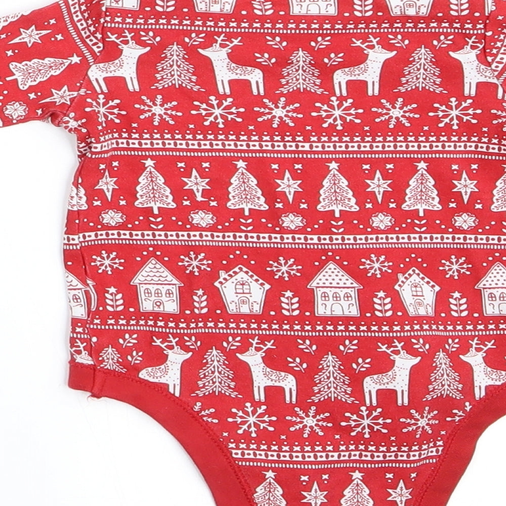 TU Boys Red Animal Print Romper One-Piece Size 0-3 Months - Christmas