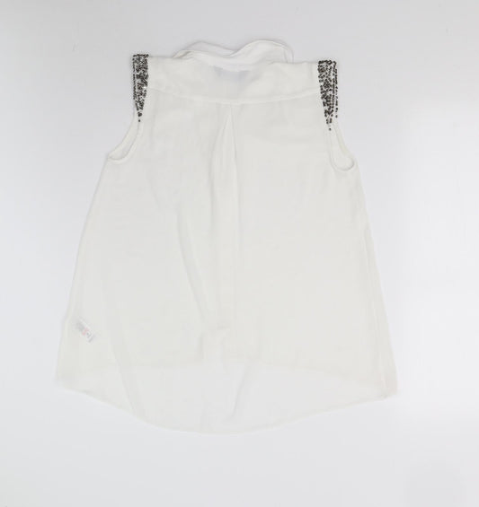 Womens UK Size 8 Dorothy Perkins White Basic Button-Up