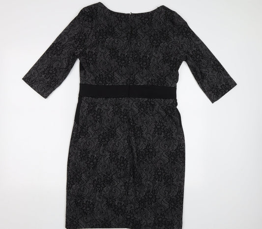 Sandra Darren Womens Black Floral Bodycon Size 10