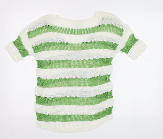 NEXT Womens Green Striped Pullover Jumper Size 10