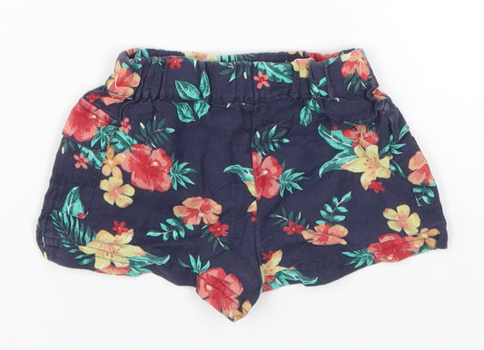 Nutmeg Girls Blue Floral Cropped Trousers Size 6-9 Months