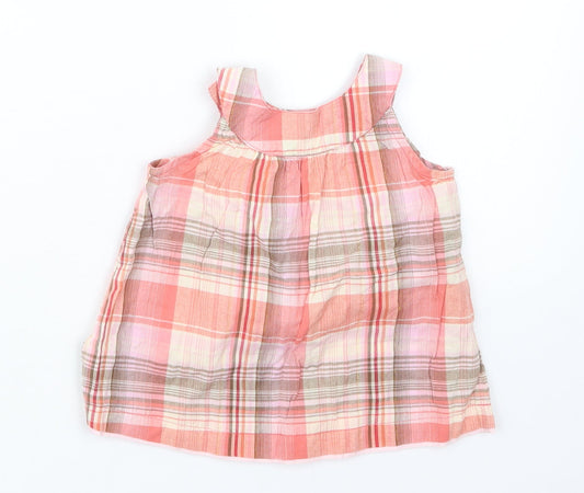 George Girls Pink Check Basic T-Shirt Size 12-18 Months