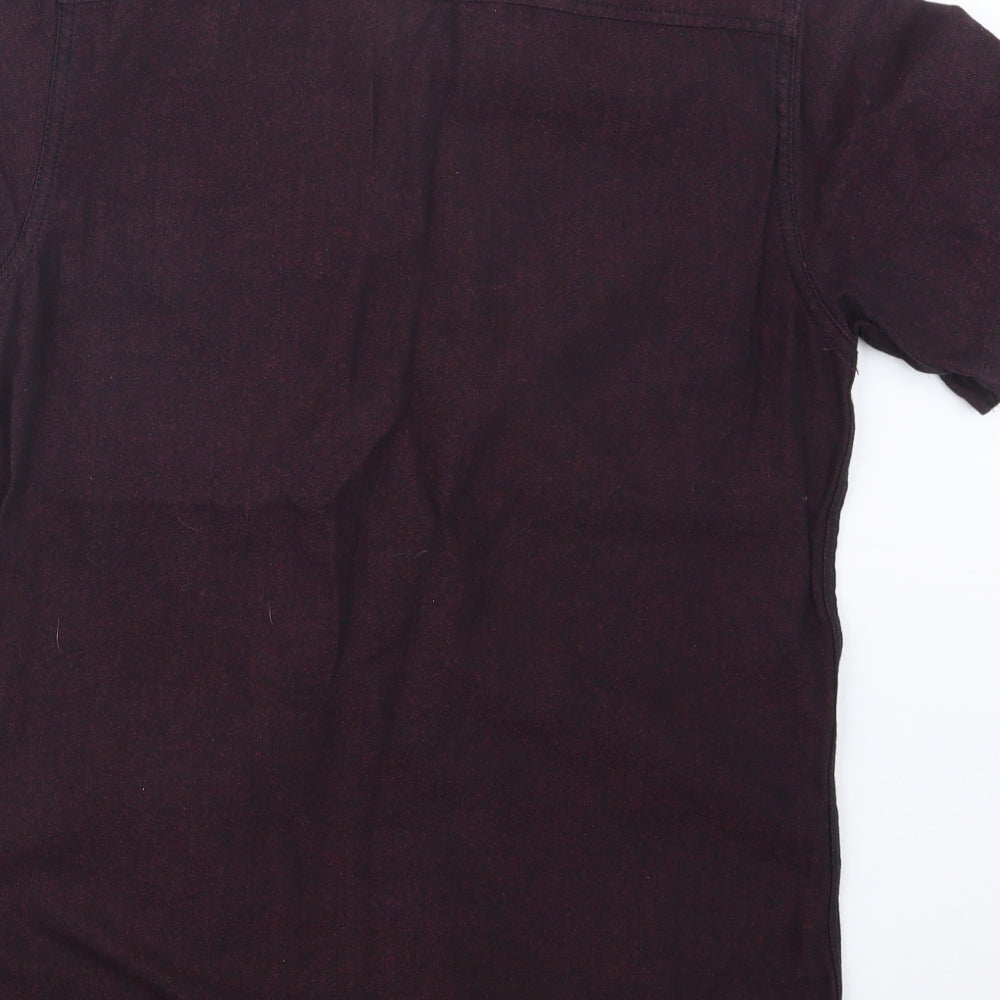 Mens UK Size S Topman Purple Button-Up Short Sleeve Casual Shirt