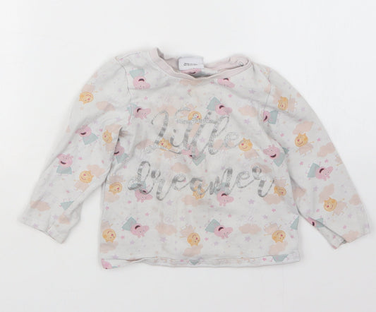 George Girls Grey Geometric Babydoll Pyjama Top Size 18-24 Months - Peppa Pig