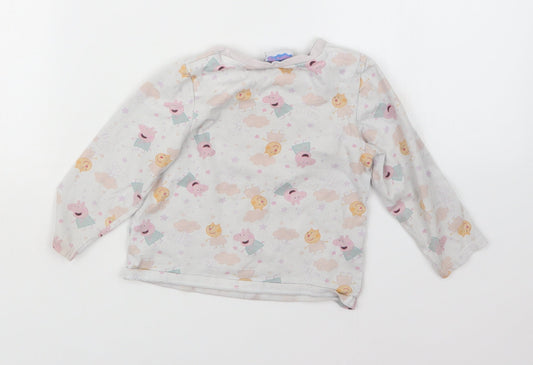 George Girls Grey Geometric Babydoll Pyjama Top Size 18-24 Months - Peppa Pig