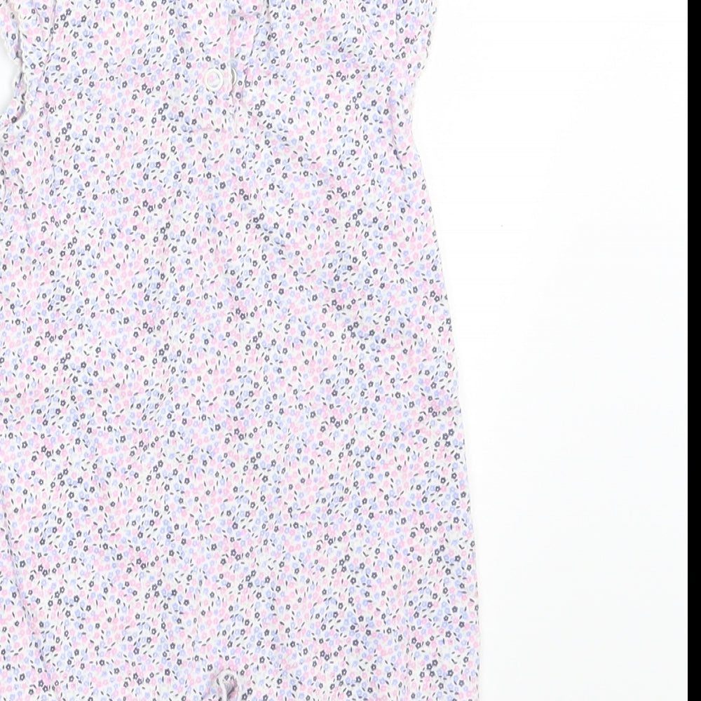 Brand and care label for Mothercare girls’ multicoloured floral t-shirt dress, size 3-6, months