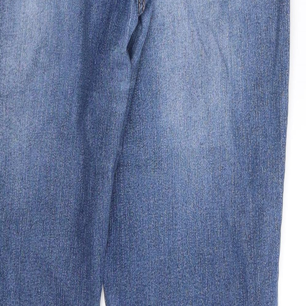 Brand and care label for Denim Co. women’s blue denim skinny jeans, size UK 8, 30-inch leg