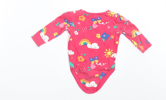 F&F Girls Pink Floral Romper One-Piece Size 6-9 Months
