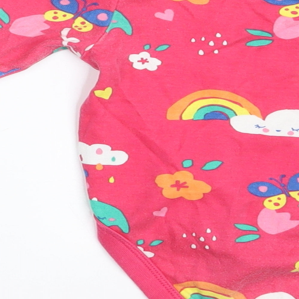 F&F Girls Pink Floral Romper One-Piece Size 6-9 Months