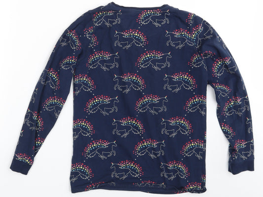 M&S Girls Blue Animal Print Top Pyjama Top Size 12-13 Years - Unicorn