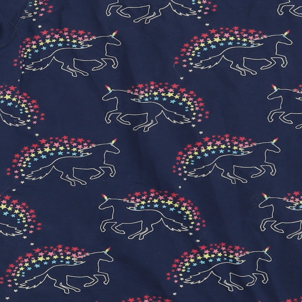 M&S Girls Blue Animal Print Top Pyjama Top Size 12-13 Years - Unicorn