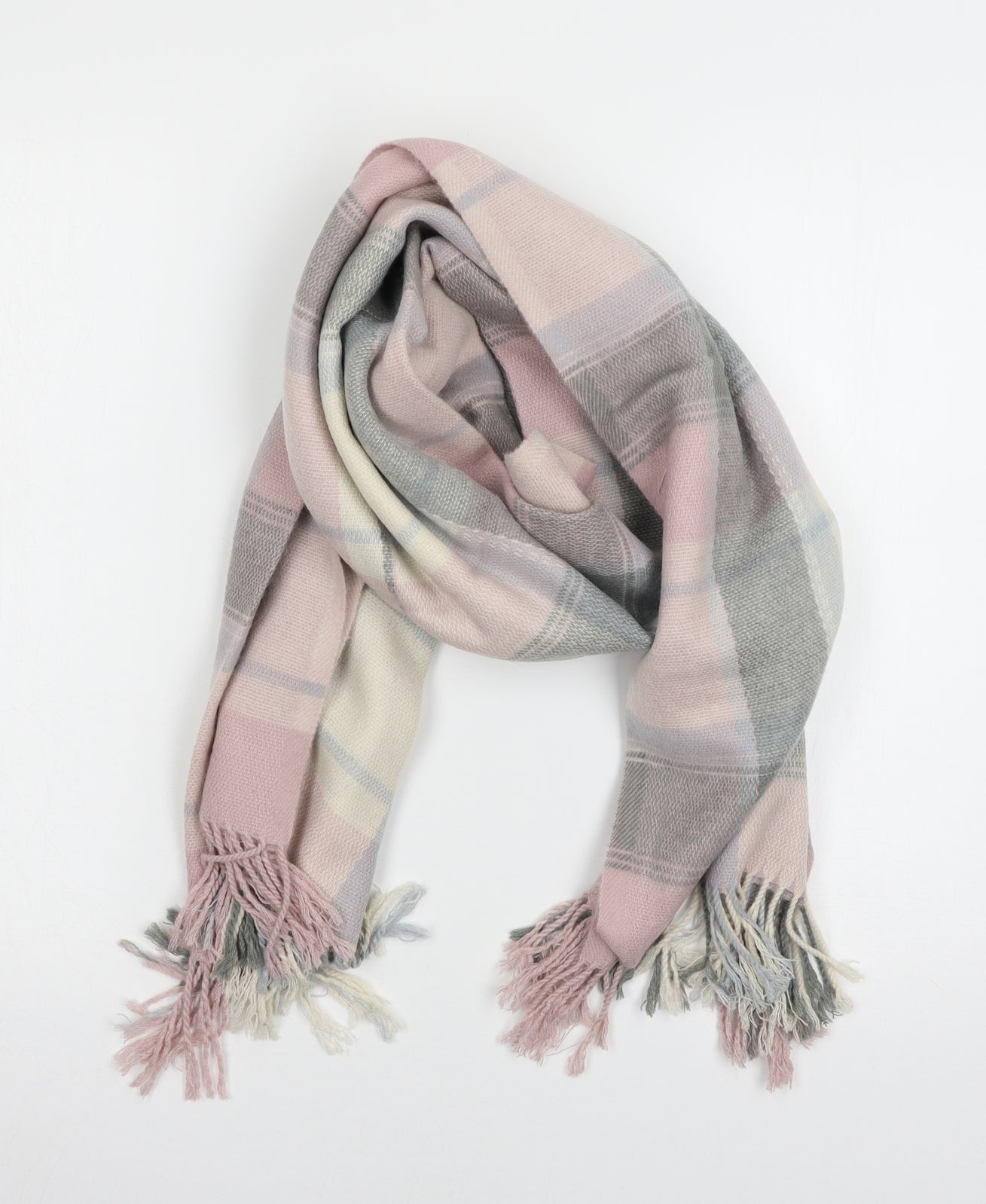 Preworn Womens Pink Check Knit Scarf