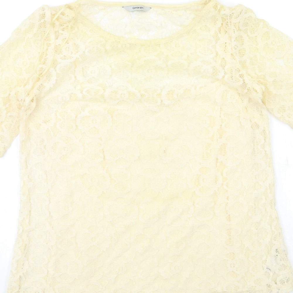 George Womens Beige Basic T-Shirt Size 12