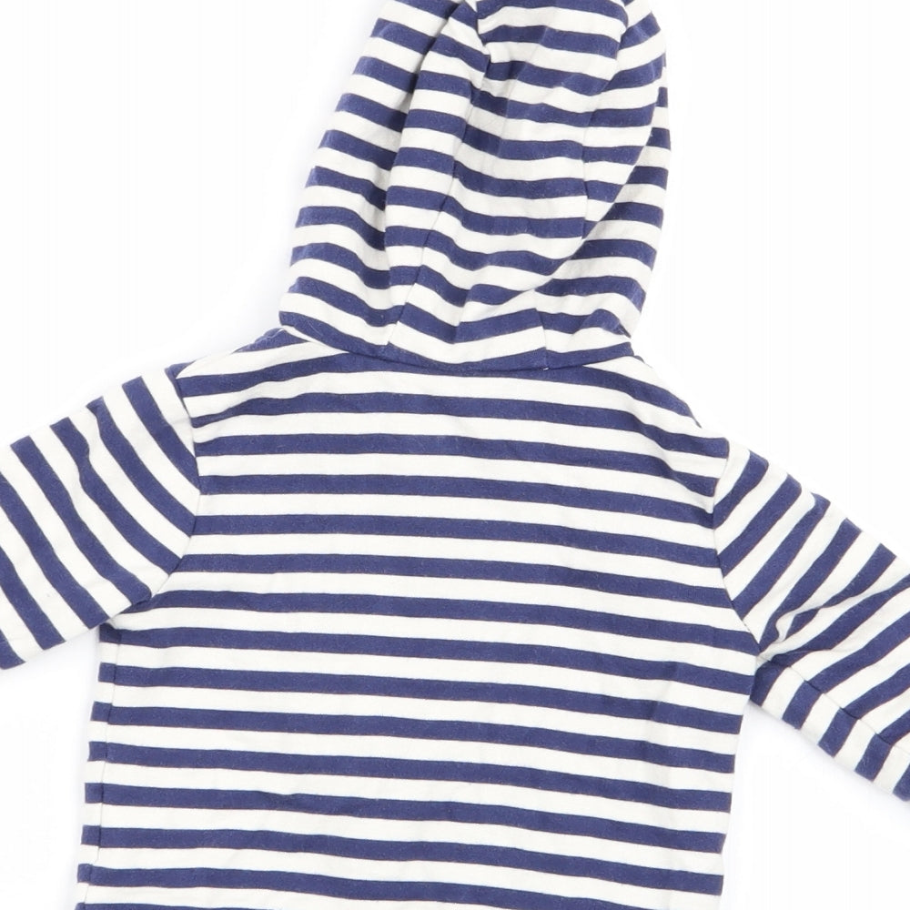 Brand and care label for John Lewis boys’ multicoloured striped full zip jumper, size 0-3, months