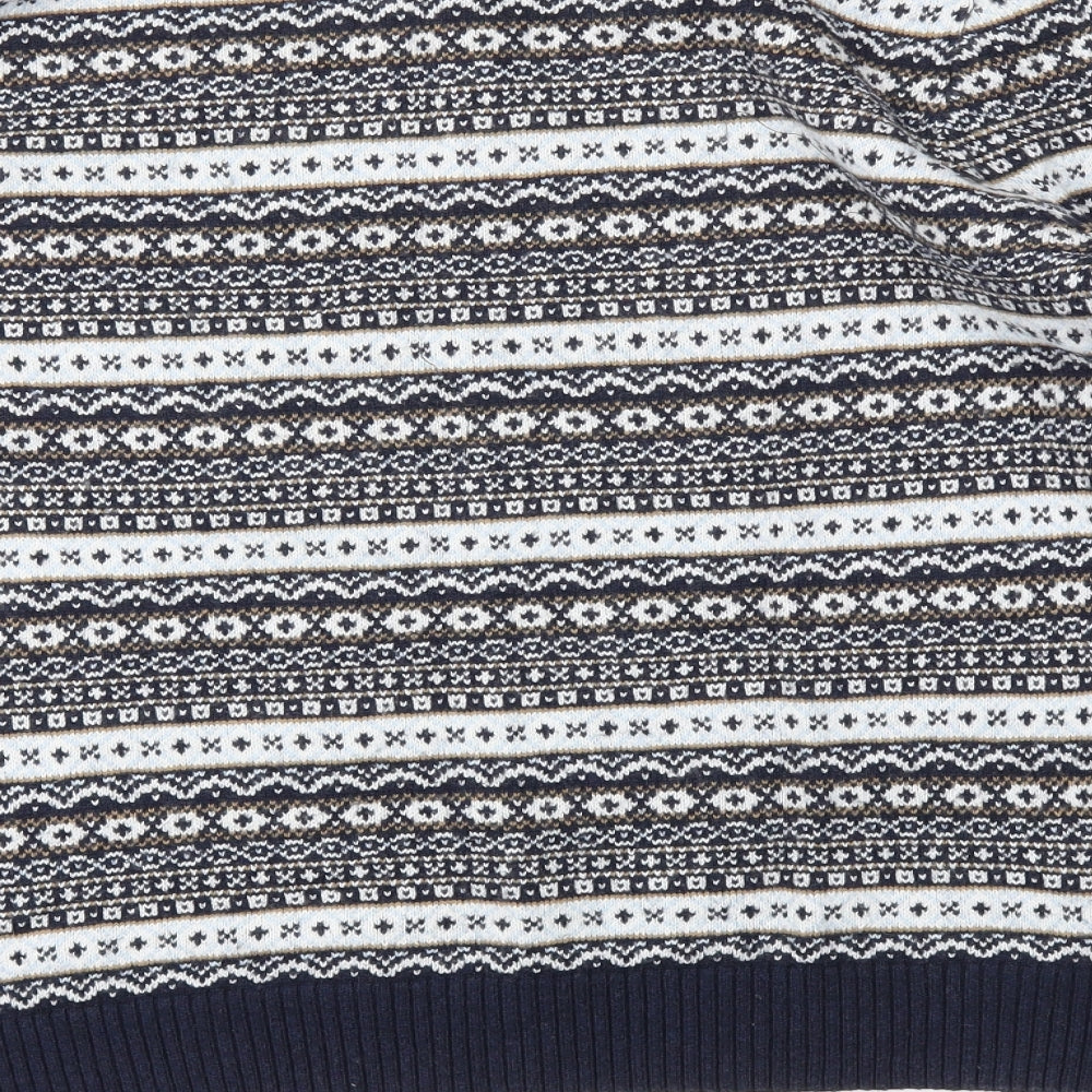 F&F Mens Blue Argyle/Diamond Pullover Sweatshirt Size L