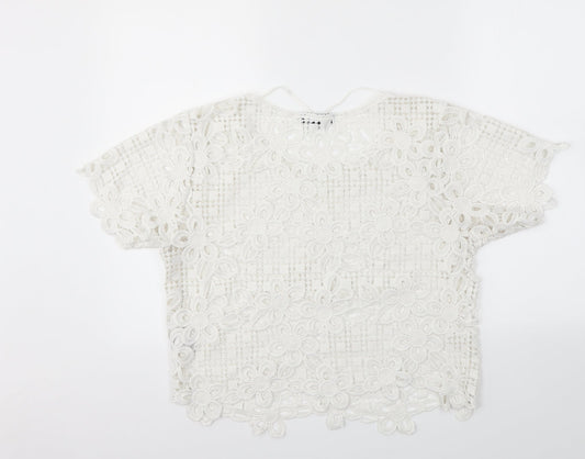 Primark Womens White Floral Basic T-Shirt Size L